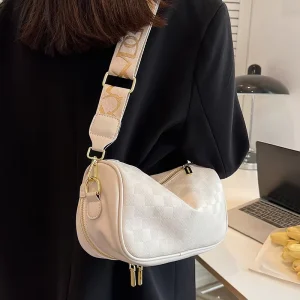 SEAMMER Summer Women’s Square Underarm Bag Casual Soft Leather Shoulder Handbag with Zipper