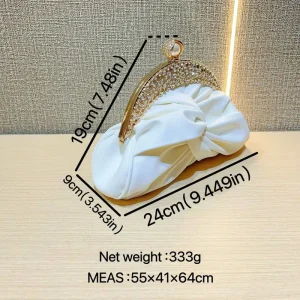 SH0393 Socialite Nylon Satchel Bag Women Dinner Purse Chain Rhinestone Evening Fashion Polyester Lining