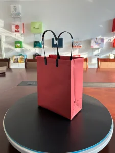 STOCK Reusable Square Bottom Brushed Aluminum Plated Plastic Gift Bag Matte Metal Finish Customizable Logo Exhibition