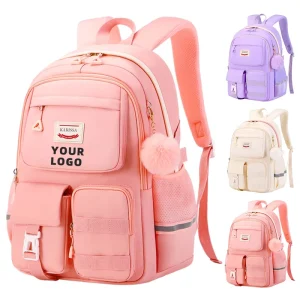 Sac A Dos Scolaire Custom Large Capacity Durable Waterproof Oxford Girls Black School Backpack School Bag For Kids