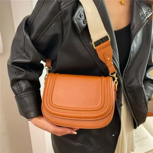 Sac a Main Femme Casual PU Leather Ladies Purse Armpit Bag Small Women Crossbody Shoulder Bags with Wide Shoulder Strap
