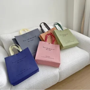 Screen Printed Non Woven Coated Film Fabric Reusable Recycle Biodegradable Eco Exhibition Shoe Bag