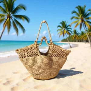 Seaside Vacation Boho Raffia Tote Beach Bag Large Capacity Eco Friendly Hollow Out Crochet Straw Shoulder Bag