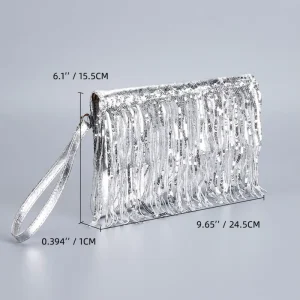 Sequin Tassel PU Woven Magnetic Clasp Dinner Clutch Bag Autumn Fashion Women’s High-end Polyester