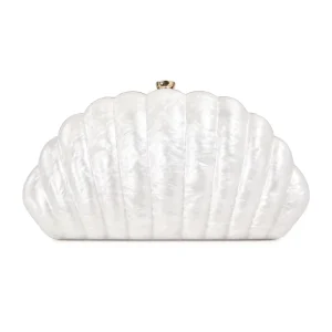 Shell Shape Acrylic Evening Clutch Bag Pearl Texture Unique Design Wedding Banquet Party High Quality Lightweight Fashion