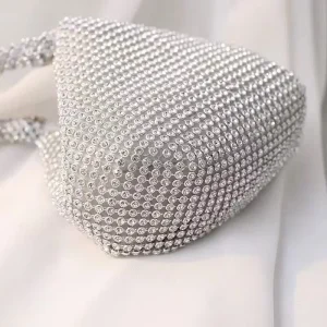 Shining Crystal Inlaid Clutch Bag Women Silver Black Gold Rhinestone Decor Ladies Dinner Handbag Trendy Diamond Party Clutch Bag