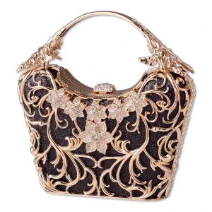 Shiny Black Handheld Clutch Bag with Customized Features Ideal for Dinner Parties