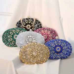 Shiny Gold Luxury Diamond Inlaid Dress Handbag Ladies Fashion Party Women’s Rhinestone Clutch Evening Bag