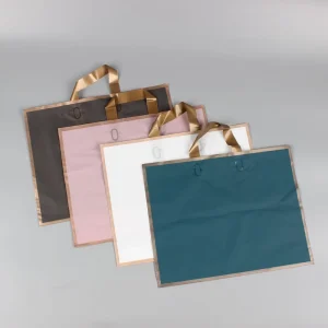 Shopping Bag for Supermarket in Solid Color With Frosted Gold Edge Bag Loop Handle Plastic Bag