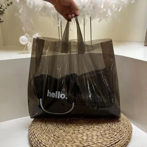 Shopping Bags Plain Reusable Foldable Custom Design Print Plastic Tote Bag Beach Shopping Bag With Logo