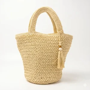 Shoulder Bag Women Beach Tote Bag Knitting Bags Natural Straw Woven Fashionable Outdoor Travel Casual Handbag