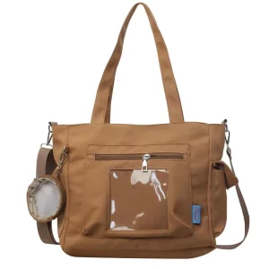 Shoulder Bags Solid Color Canvas Large Capacity Crossbody Fashion Transparent Ita Bag for Women