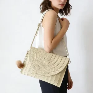 Shoulder Diagonal Envelope Bag Bohemian Straw Bag With Ball
