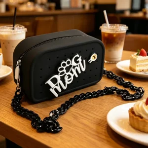 Silicone Makeup Bag Unisex Water Resistant Portable DIY Hole Cartoon Zipper Crossbody Messenger