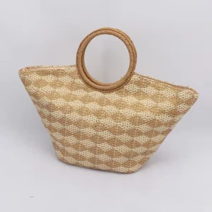 Simple Casual and Stylish Brown Paper Straw Crochet Large Tote Bag Women’s Shoulder Beach Bag