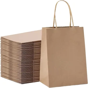Simple Custom Logo Recyclable Luxury Kraft Paper Bags with Lamination for Supermarket Retail Packaging