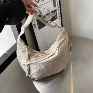 Simple Nylon Shoulder Hobos Bags for Women Large Capacity Solid Color Girls Crossbody Bag Commuter Ladies Travel Tote Handbags