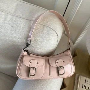Simple PU Leather Women’s Pocket Underarm Bags Trendy Small Shoulder Bag Casual Daily Use Ladies Purse Handbags