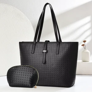 Simple PU Zipper Closure Tote Bags Set Fashionable Shoulder Crossbody Bag Large Capacity Women’s Purse and Handbags