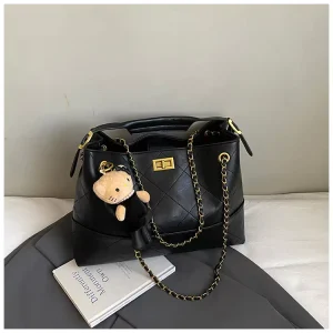 Simple Retro Handbag Women’s Bucket Bag Quilted Chain Tote Bag Shoulder Bag Crossbody Bag
