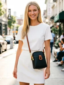 Simplicity Top-grain Cowhide Leather Women’s Messenger Phone Handbags Small Purses Zipper Closure Real Leather Shoulder Bag