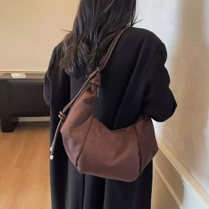 Single shoulder Suede Fashion Horn Bags for Girls & Women Crossbody & Handheld Two Straps Lightweight Compact Zip Closure