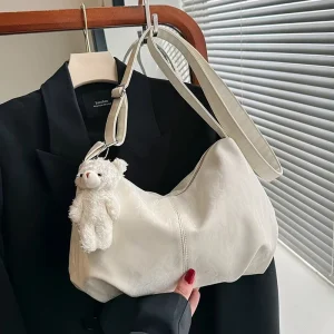 Slouchy Hobo Bag Textured PU XL Zipper Large Capacity Unisex Casual Crossbody Shoulder Travel Shopping Handbag Chains