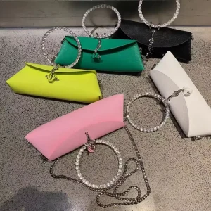 Small Chic Lady Envelope Crossbody Handbag Women PU Cover Closure Gothic Evening Party Rivet Chains Trendy Long Bar
