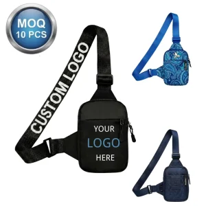 Small Order Custom Mini Black Oxford Logo Custom Slab Bag Outdoor Sport Crossbody Chest Bag For Cards Collection Sling Pack