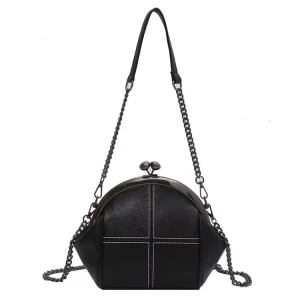 Small Quilted Kiss Lock Clasp Crossbody Bag Satchel Bags Handbag PU Leather Saddle Shoulder Bag Clutch Purse for Women