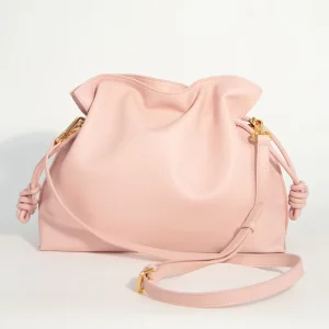 Soft Genuine Leather Bucket Bag for Women Minimalist Luxury Medium Drawstring Bag