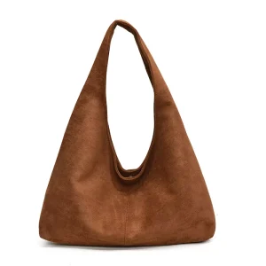 Soft Suede Shoulder Bag Elegant PU Suede Handbag Slouchy Tote Bag OEM Vintage Chamois Leather Hobo Bags for Women