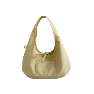 Solid Color Large Hobo Bag Front Pocket Drawstring Lightweight Shoulder Bag Daily Commute Travel Casual Women Handbag