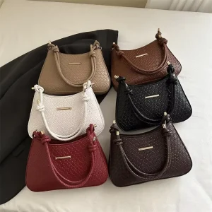 Solid Color Satchel Zipper PU Waterproof Summer Beach Casual Fashionable Elegant Women’s Handbag