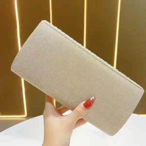 Solid Color Shiny Pleated Polyester Evening Clutch Bag Party & Banquet Crossbody Bag KTV Princess Dress Bag