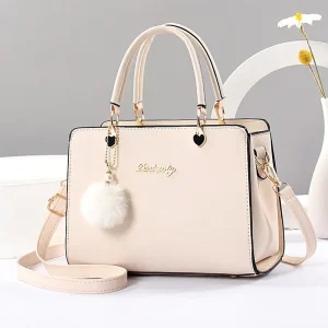 Solid PU Satchel for Unisex Spacious Everyday Handbag Chic Waterproof Shoulder Tote for Work