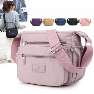 Solid Simple Style Multi Zipper Satchel Bag Outdoor Waterproof Messenger Bag Large Capacity Crossbody Bag for Ladies