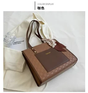 Spacious Commute Tote Bag for Women Work Shoulder Bag with Matte Leather Texture