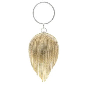 Spherical Clutch Evening Bag with Rhinestone Tassel Bracelet Women Cross Border Handheld Party Banquet Women Handbags
