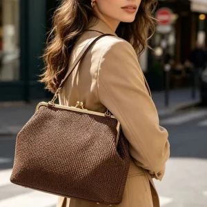 Spot Straw Woven Bag Large Capacity Seaside Vacation Shell Beach Bag Single Open Casual Shoulder Hand Clamp Bag