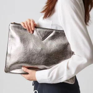 Spring Large Women Girls Evening Bag Clutch PU Leather Metallic Gold Silver Envelope Clutch Bags