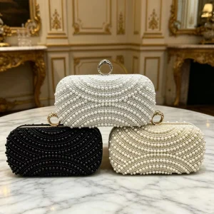 Square Shape Handmade Peal Lightweight Portable Evening Bag Chain Crossbody Ladies Prom Cocktail Colourful Clutch Bag