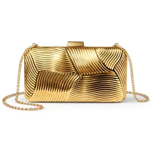 Square Striped Lines Iron Box Bag Creative Design Evening Clutch Bag Versatile Purse Banquet Bag Luxury Golden Women’s Handbag