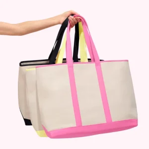Stock Large Capacity Canvas Shoulder Tote Bag Durable Custom Logo Shopping Bag Handbag for Women