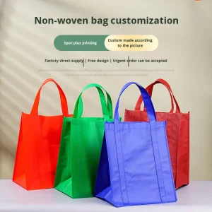 Stock Non Woven Tote Bag Custom High End Large Capacity Three Dimensional Thickened Heat Transfer Printed Hand Length Handle