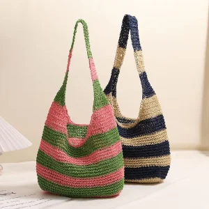 Straw Bag Shoulder Bag Hand woven Handbag Large Capacity Beach Straw Bag
