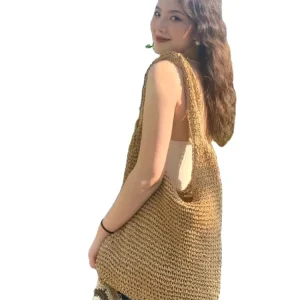 Straw Bag Women’s Large Capacity Vegetable Basket Woven Bag Portable Straw Tote Beach Hand Bags for Ladies