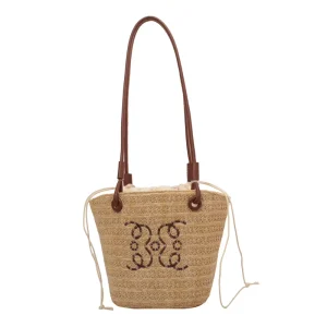 Straw Bag Women’s Summer Trendy Fashion Retro Knit Bags Texture Niche Tote Bag