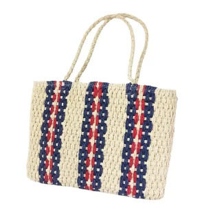 Straw Bags Summer Straw Women’s Tote Bag New Design Two color Mixed Weave Shoulder Bag