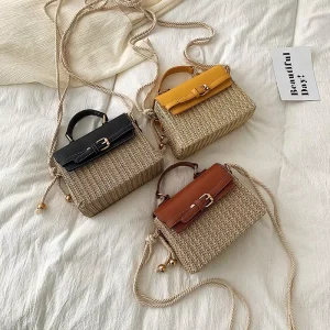 Straw Bags Women Handbags Ladies Beach Cell Phone Shoulder